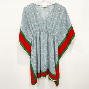 UO Staring At Stars Sheer Flowy Kimono Tunic Top XS/S Flowy Printed Resort Wear